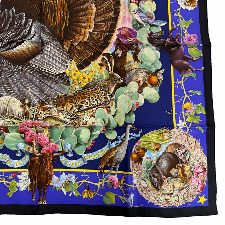 Excellent HERMES scarf FAUNE ET FLORE DU TEXAS TEXAS WILDLIFE silk Women