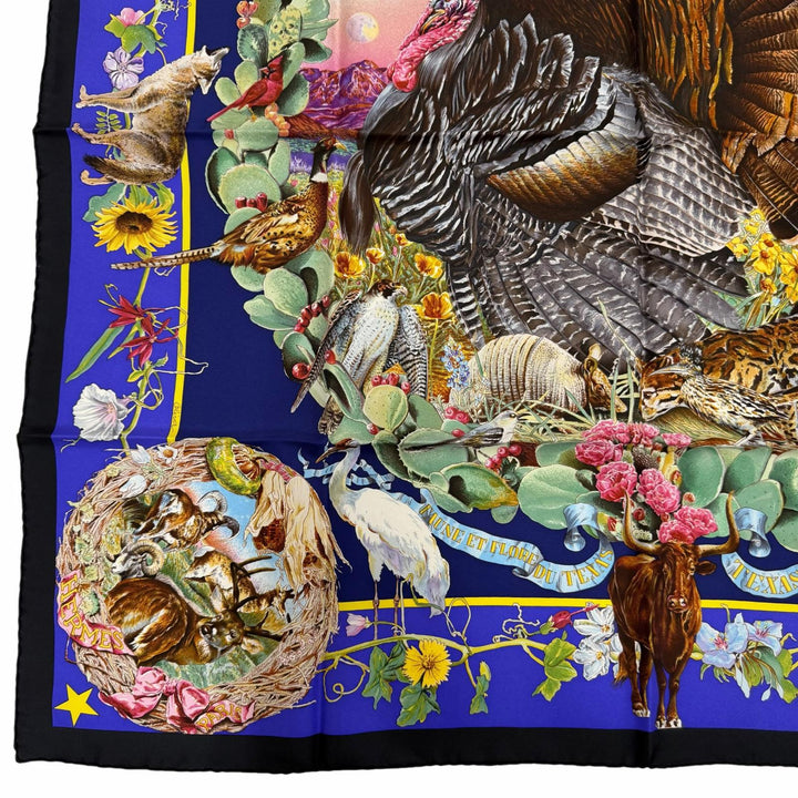 Excellent HERMES scarf FAUNE ET FLORE DU TEXAS TEXAS WILDLIFE silk Women