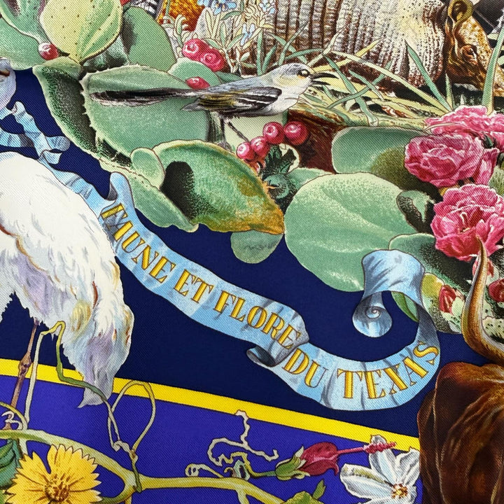 Excellent HERMES scarf FAUNE ET FLORE DU TEXAS TEXAS WILDLIFE silk Women