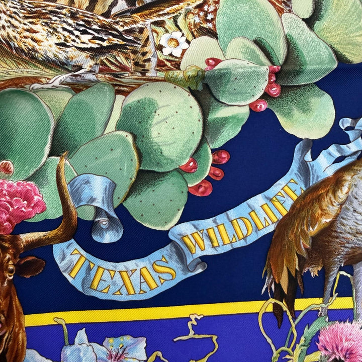 Excellent HERMES scarf FAUNE ET FLORE DU TEXAS TEXAS WILDLIFE silk Women