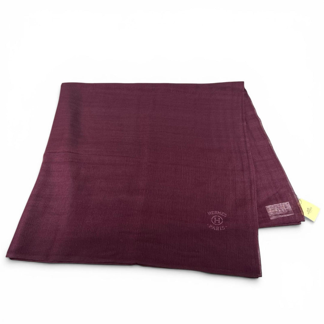 Excellent HERMES scarf H Logo Large Stole purple cashmere Women 269998S