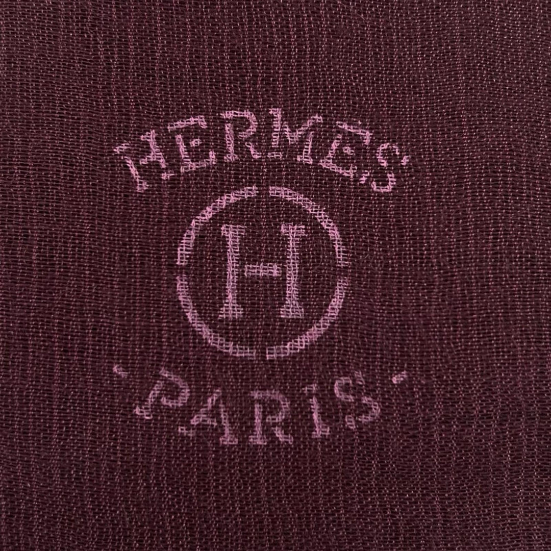 Excellent HERMES scarf H Logo Large Stole purple cashmere Women 269998S