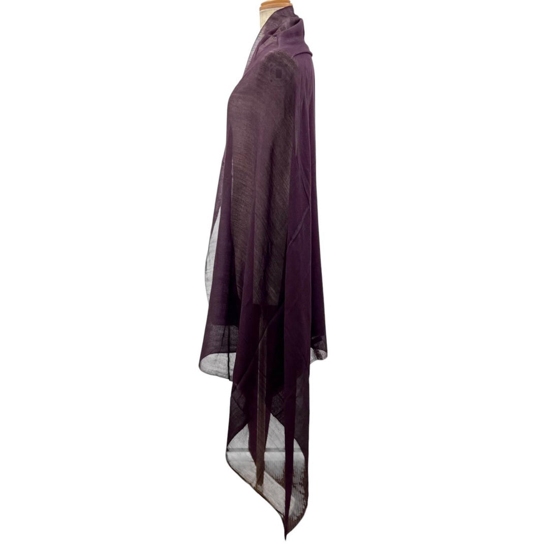 Excellent HERMES scarf H Logo Large Stole purple cashmere Women 269998S