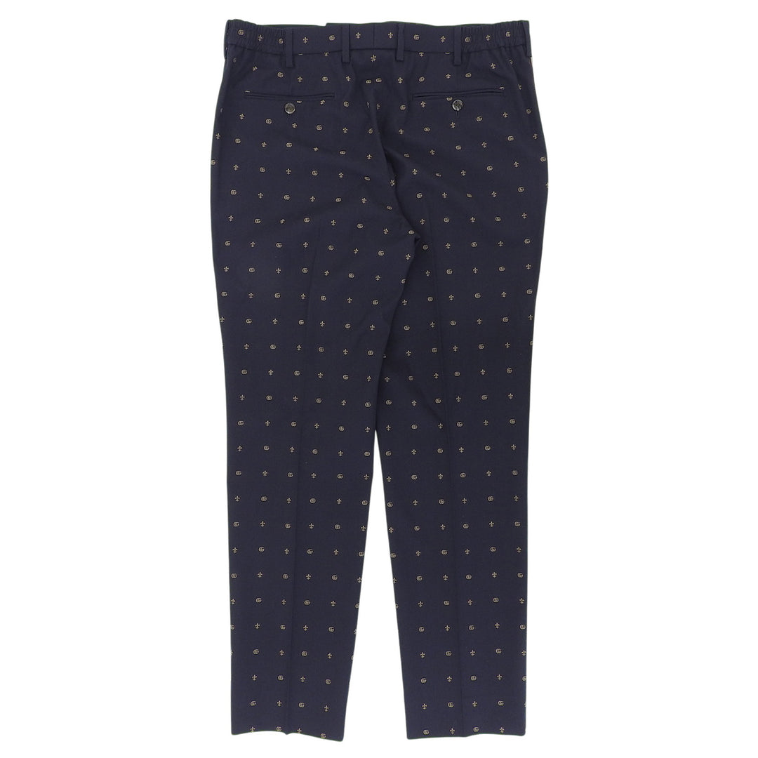 Pristine GUCCI slacks GG Marmont Navy wool mens 50 722523