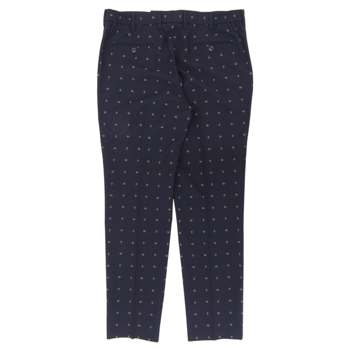 Pristine GUCCI slacks GG Marmont Navy wool mens 50 722523