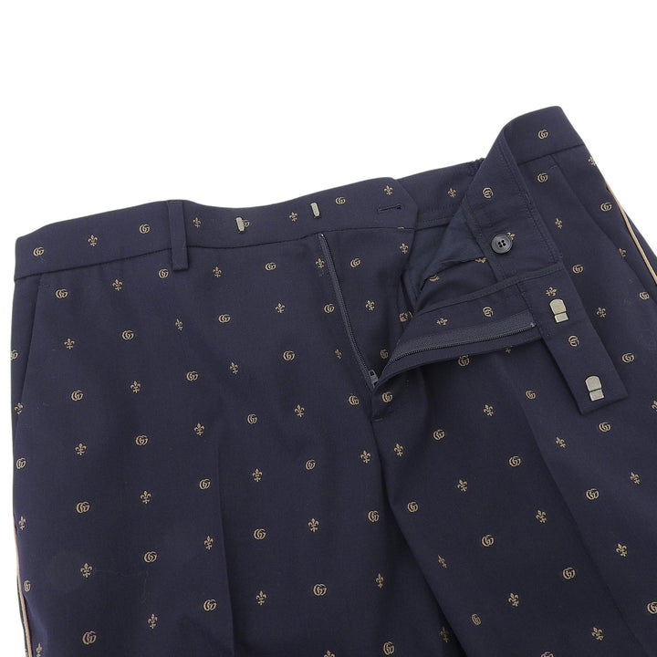 Pristine GUCCI slacks GG Marmont Navy wool mens 50 722523