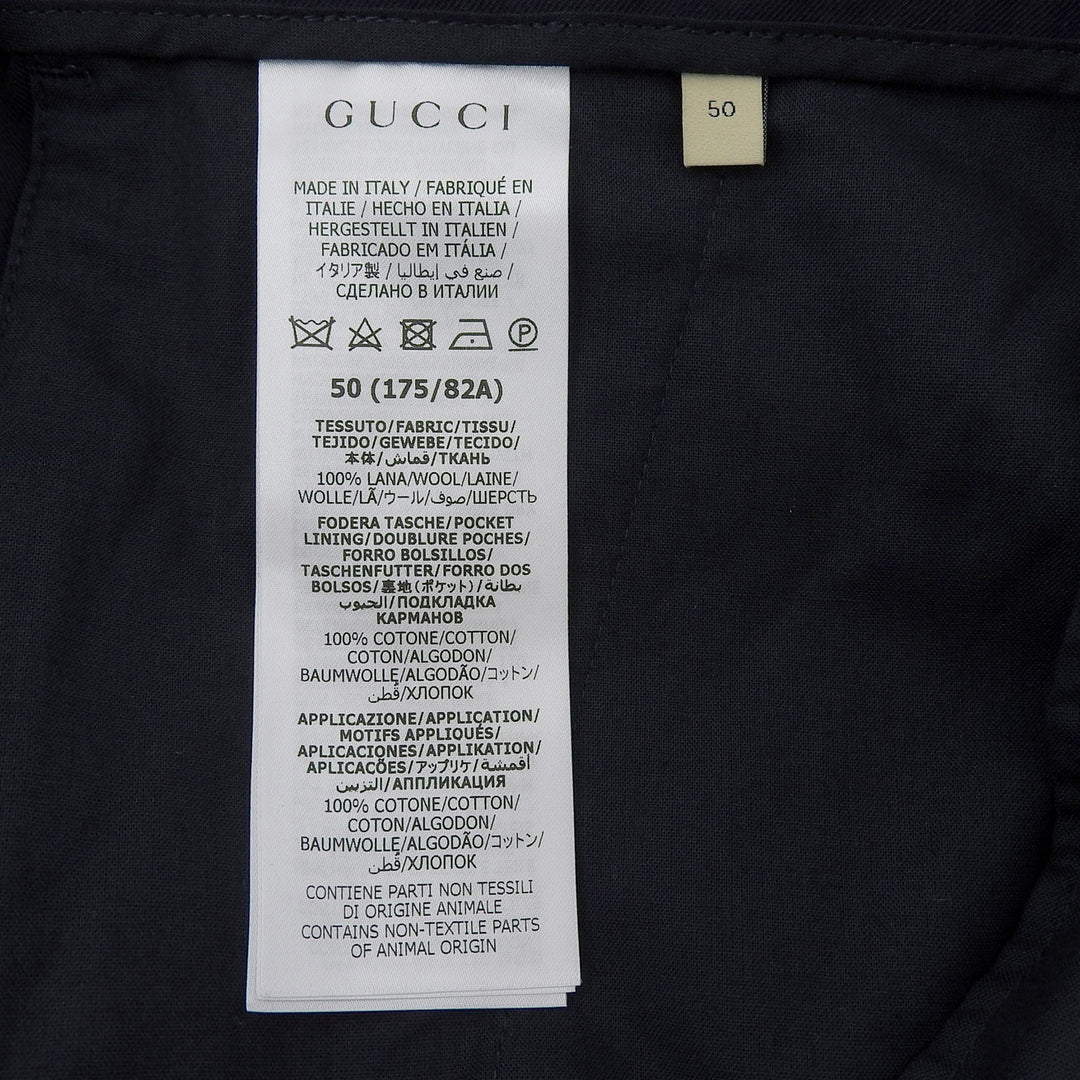 Pristine GUCCI slacks GG Marmont Navy wool mens 50 722523