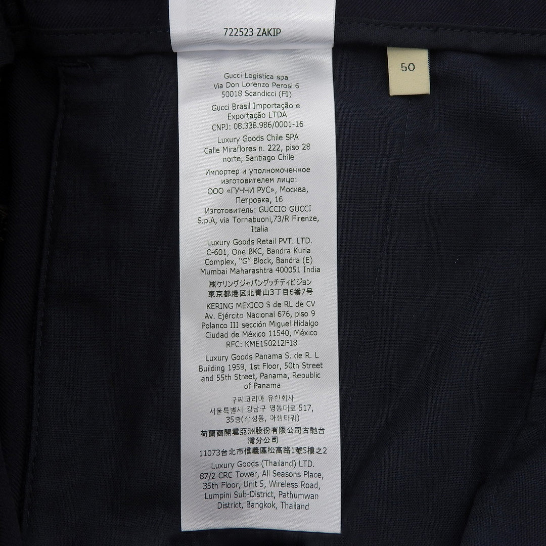 Pristine GUCCI slacks GG Marmont Navy wool mens 50 722523