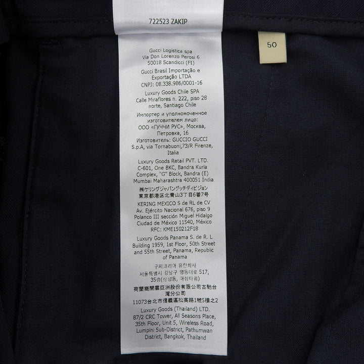 Pristine GUCCI slacks GG Marmont Navy wool mens 50 722523