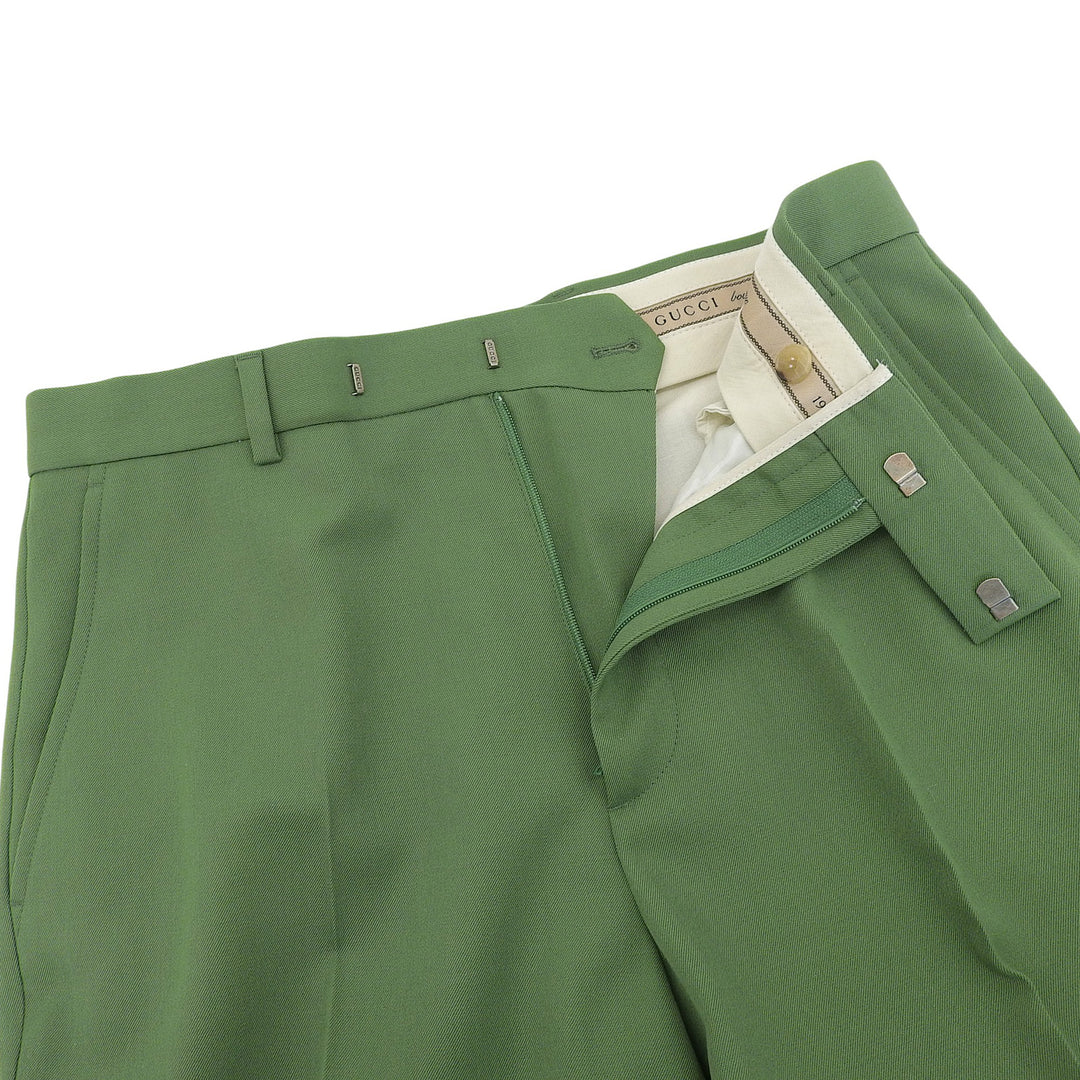 Pristine GUCCI slacks Center-creased trousers green wool mens 46 672087