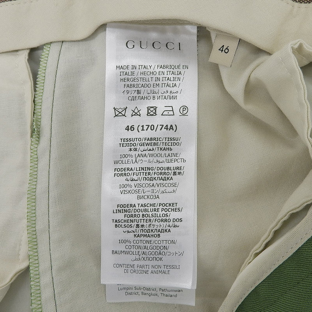 Pristine GUCCI slacks Center-creased trousers green wool mens 46 672087