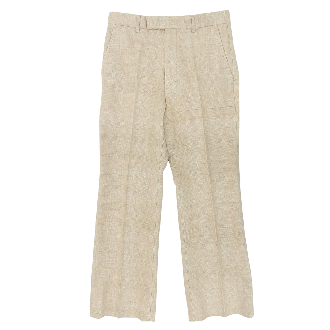 Pristine GUCCI slacks Center press light beige silk mens 46 672087