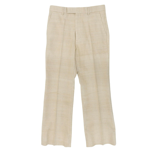Pristine GUCCI slacks Center press light beige silk mens 46 672087