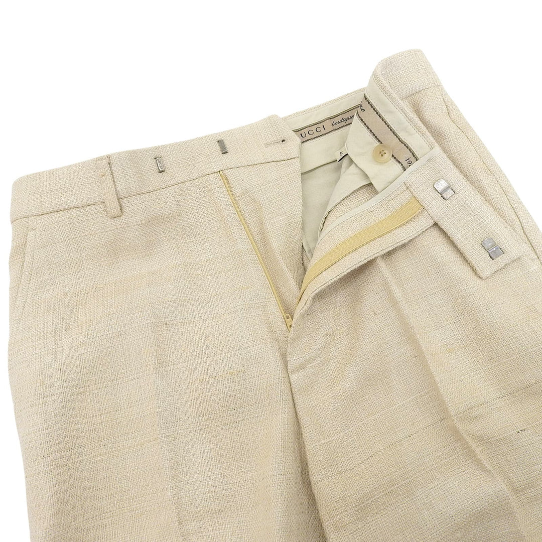 Pristine GUCCI slacks Center press light beige silk mens 46 672087
