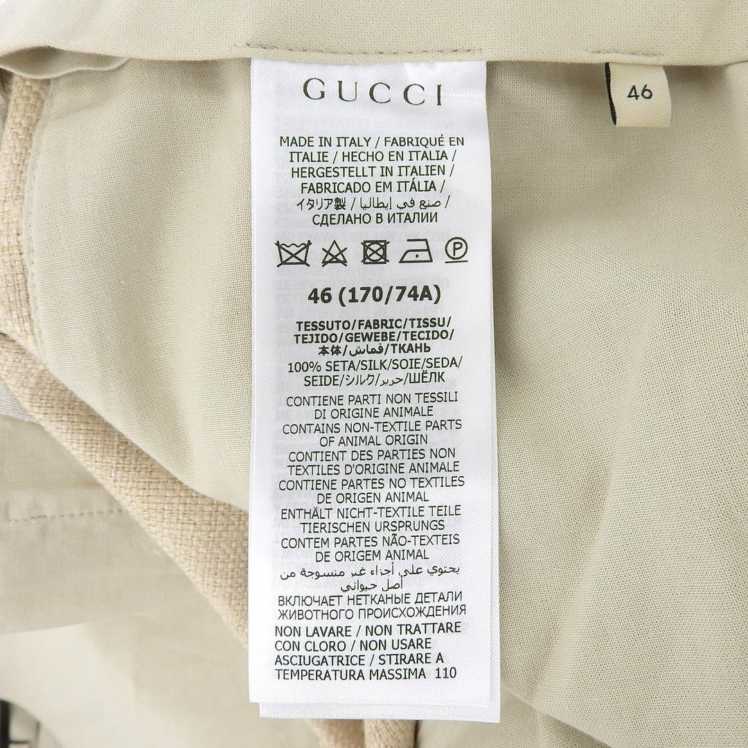 Pristine GUCCI slacks Center press light beige silk mens 46 672087
