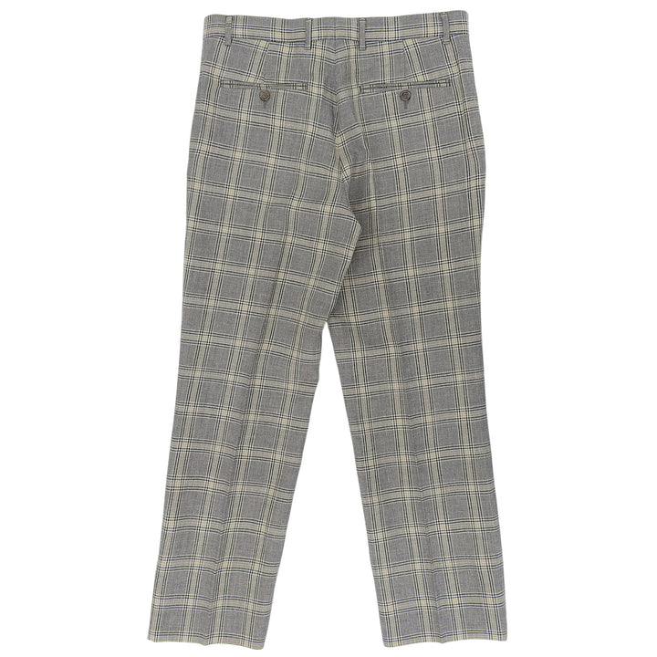 Excellent GUCCI slacks Logo Check Pattern Pants Navy linen mens 46 707294