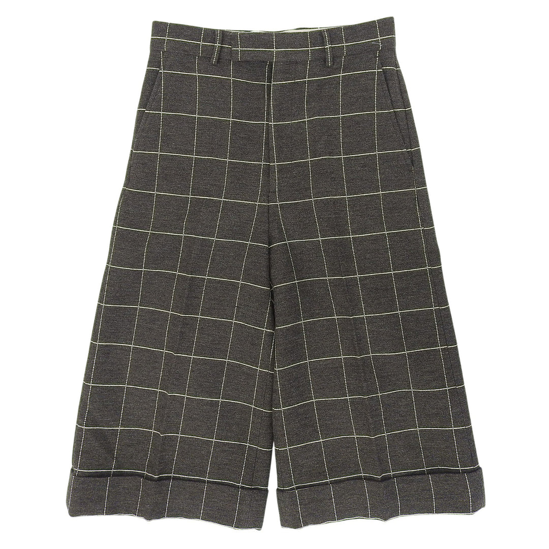 Pristine GUCCI Cropped pants Grid pattern Brown wool mens 44 710564