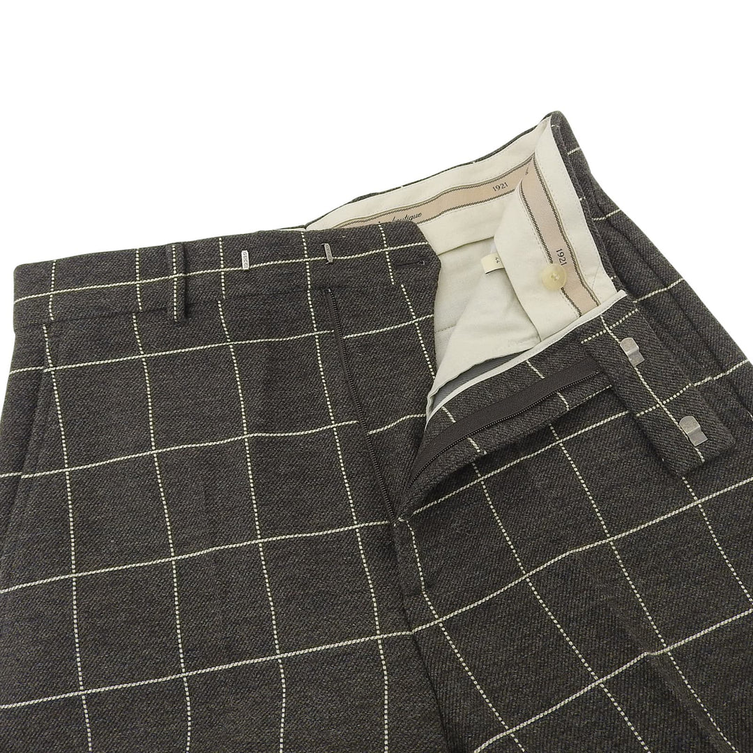 Pristine GUCCI Cropped pants Grid pattern Brown wool mens 44 710564