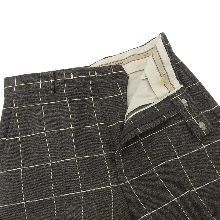 Pristine GUCCI Cropped pants Grid pattern Brown wool mens 44 710564