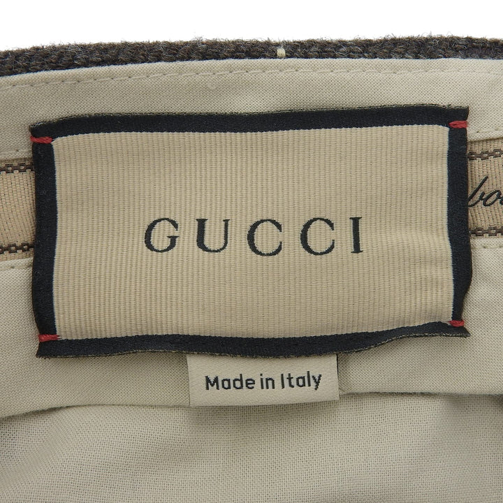 Pristine GUCCI Cropped pants Grid pattern Brown wool mens 44 710564