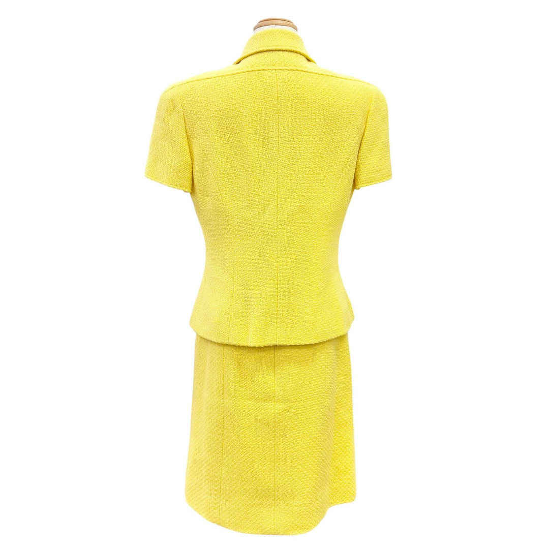 Great CHANEL COCO Mark Button Tweed Short-Sleeve Jacket Skirt Suit 40 97C P08919