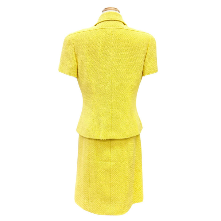 Great CHANEL COCO Mark Button Tweed Short-Sleeve Jacket Skirt Suit 40 97C P08919