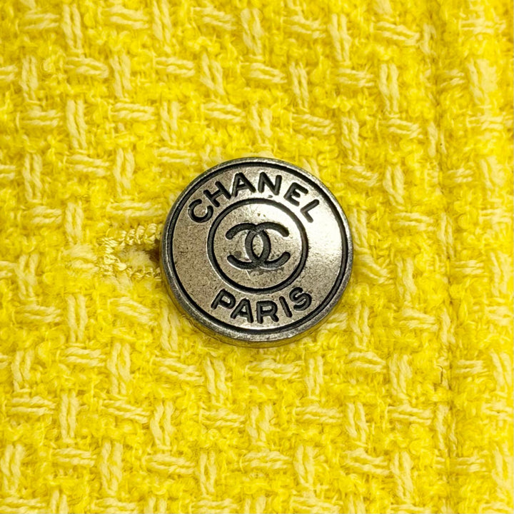 Great CHANEL COCO Mark Button Tweed Short-Sleeve Jacket Skirt Suit 40 97C P08919