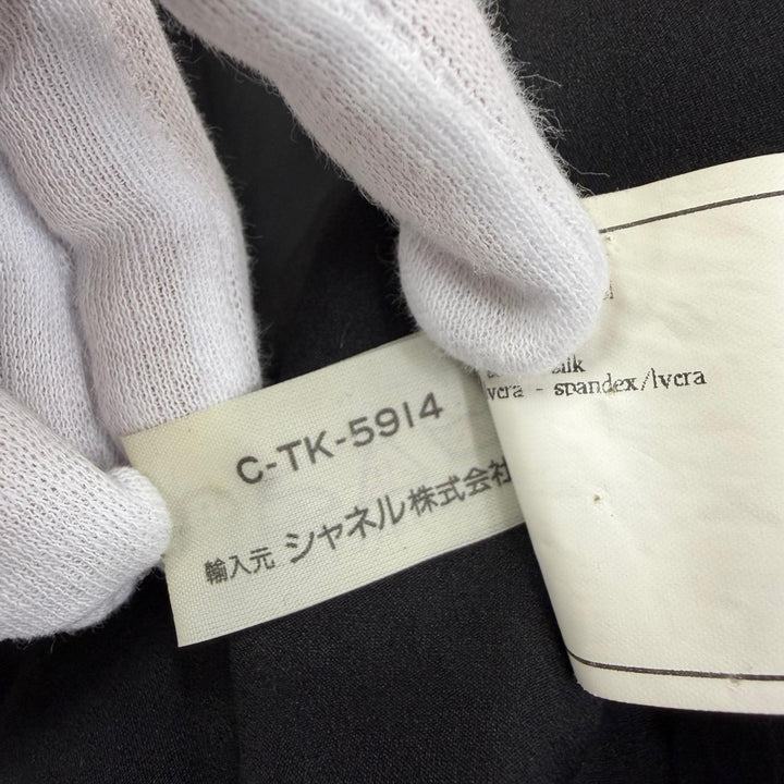Excellent CHANEL coat COCO Mark Button Long Length black wool 42 96A P08181