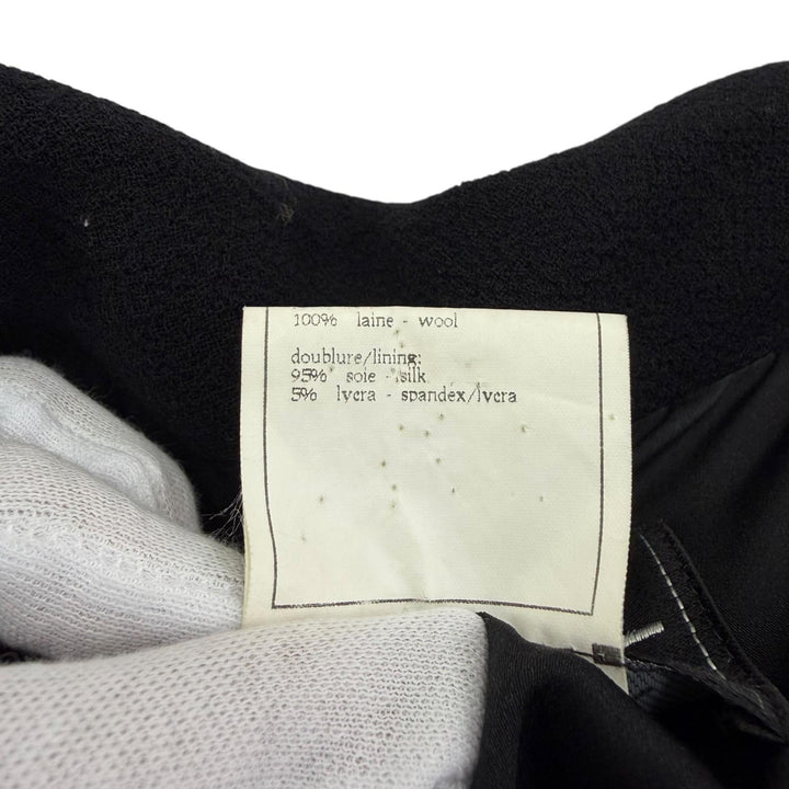 Excellent CHANEL coat COCO Mark Button Long Length black wool 42 96A P08181