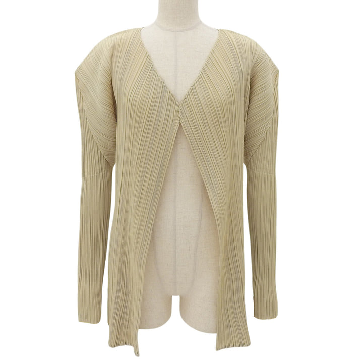 Excellent PLEATS PLEASE cardigan light beige polyester Women 3 PP05-JO001