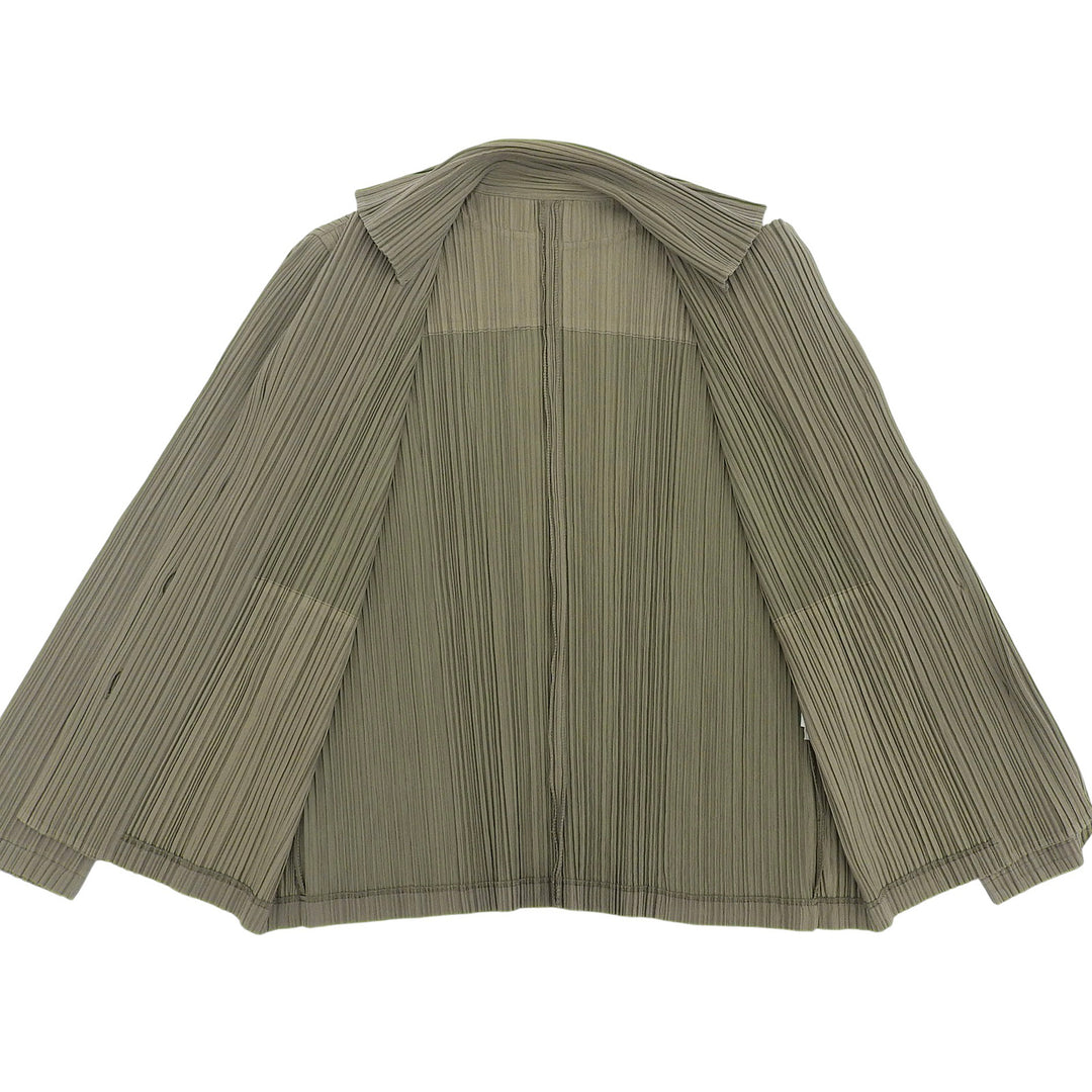 Great PLEATS PLEASE blouse Olive green cotton Women 3 PP51-JD471
