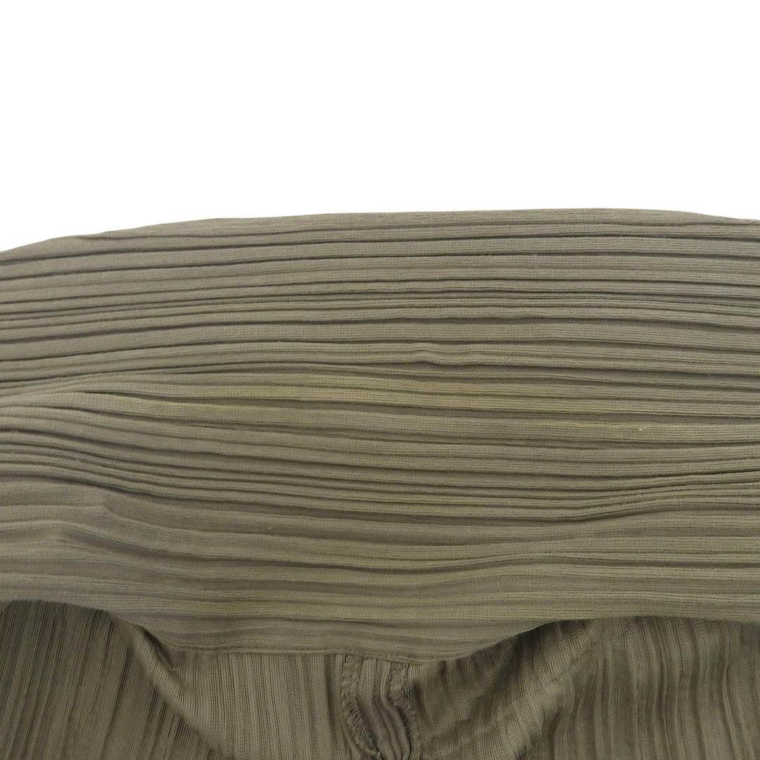 Great PLEATS PLEASE blouse Olive green cotton Women 3 PP51-JD471