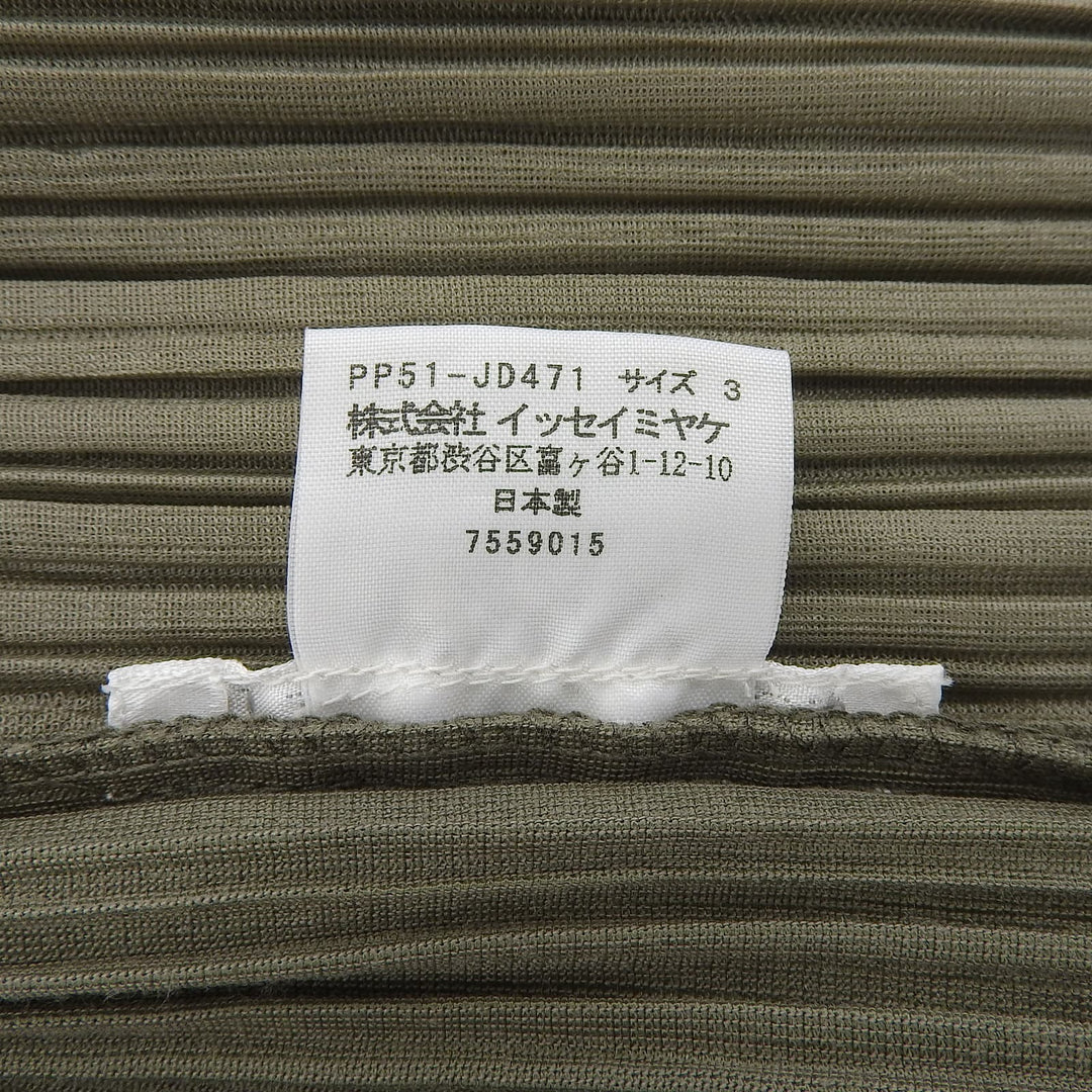 Great PLEATS PLEASE blouse Olive green cotton Women 3 PP51-JD471