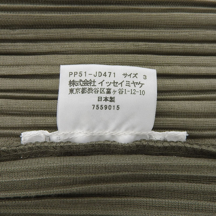 Great PLEATS PLEASE blouse Olive green cotton Women 3 PP51-JD471