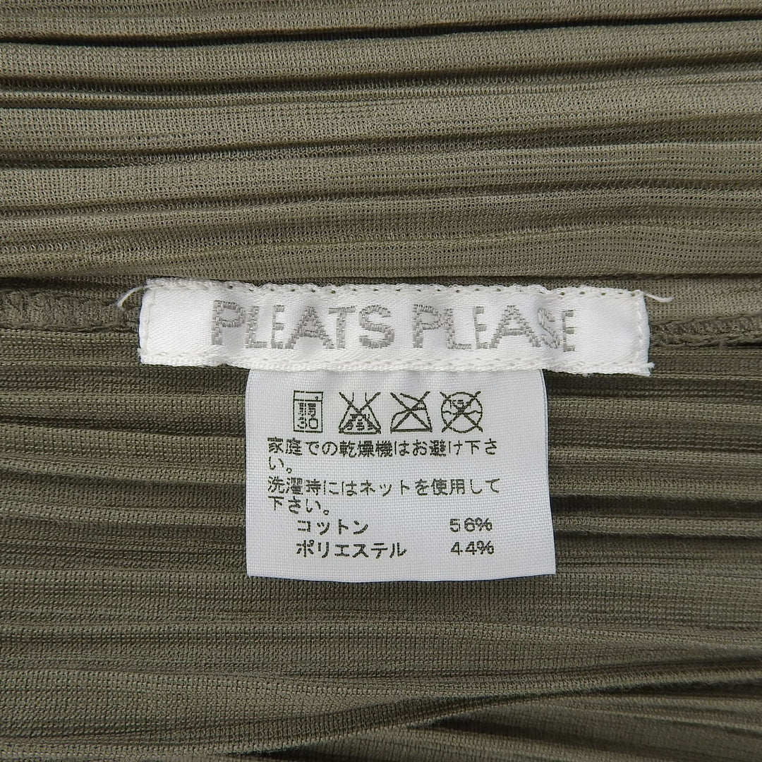 Great PLEATS PLEASE blouse Olive green cotton Women 3 PP51-JD471