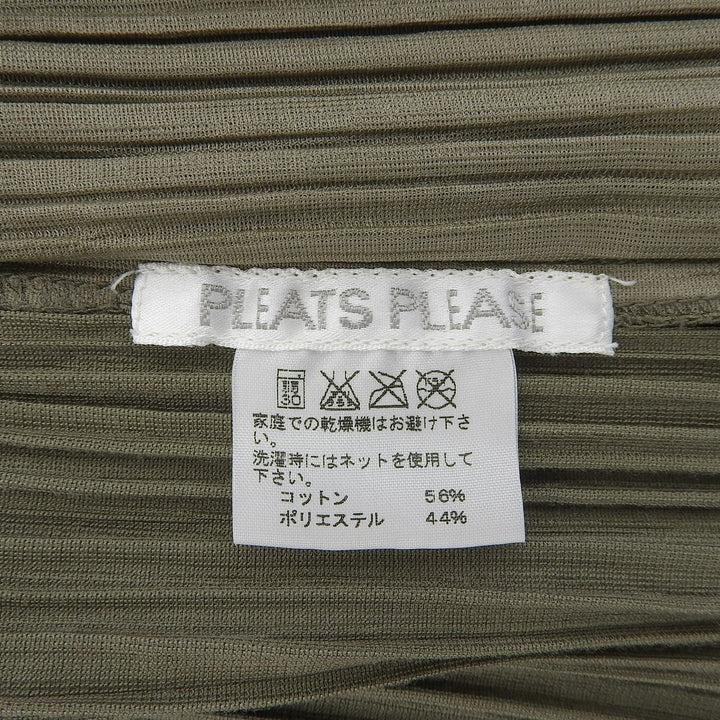 Great PLEATS PLEASE blouse Olive green cotton Women 3 PP51-JD471