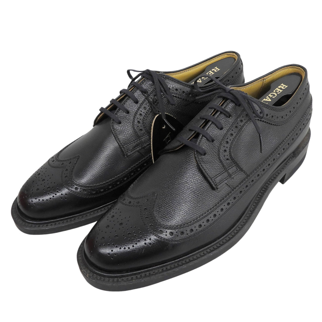 Pristine REGAL Leather shoes Wingtip medallion black leather mens 25.5cm
