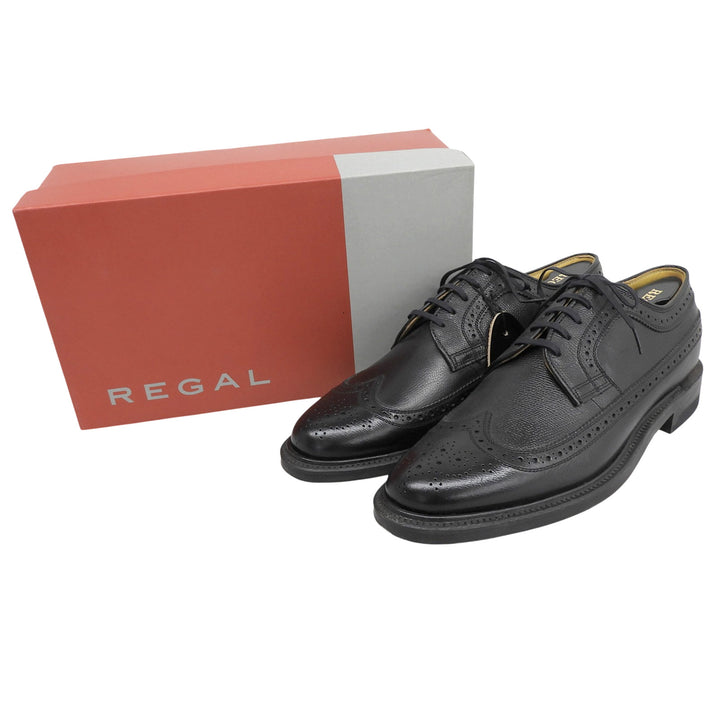 Pristine REGAL Leather shoes Wingtip medallion black leather mens 25.5cm