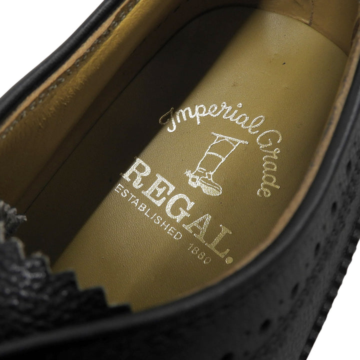 Pristine REGAL Leather shoes Wingtip medallion black leather mens 25.5cm