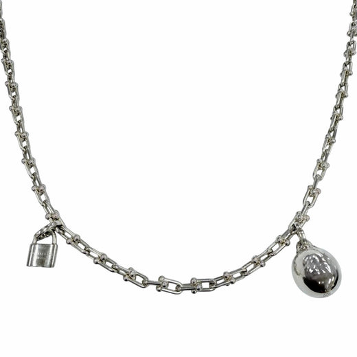 Great TIFFANY&Co. Necklace Hardware Small Link Wrap Silver SV925 Women