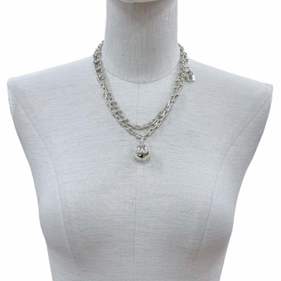 Great TIFFANY&Co. Necklace Hardware Small Link Wrap Silver SV925 Women