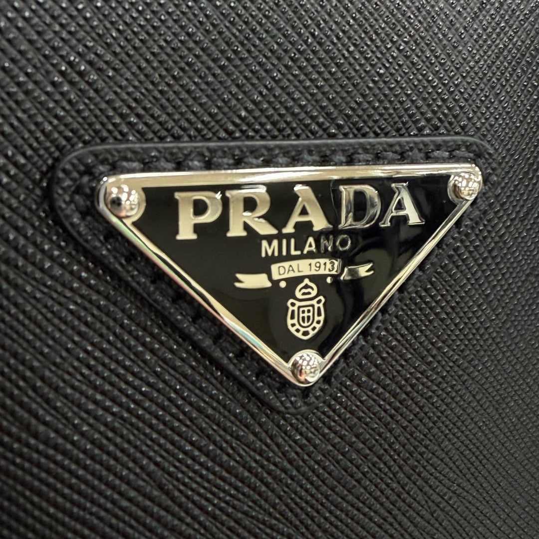 Excellent PRADA Business bag black Safiano leather mens 2VE022
