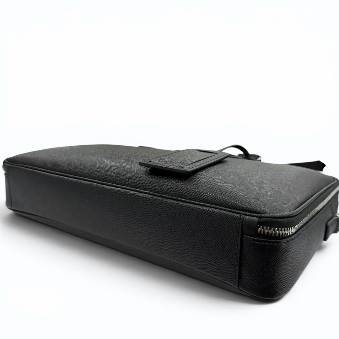Excellent PRADA Business bag black Safiano leather mens 2VE022