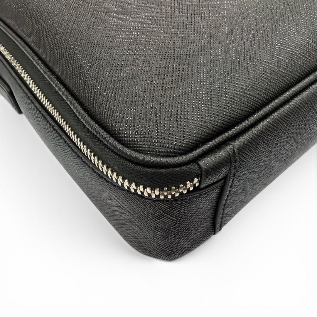 Excellent PRADA Business bag black Safiano leather mens 2VE022