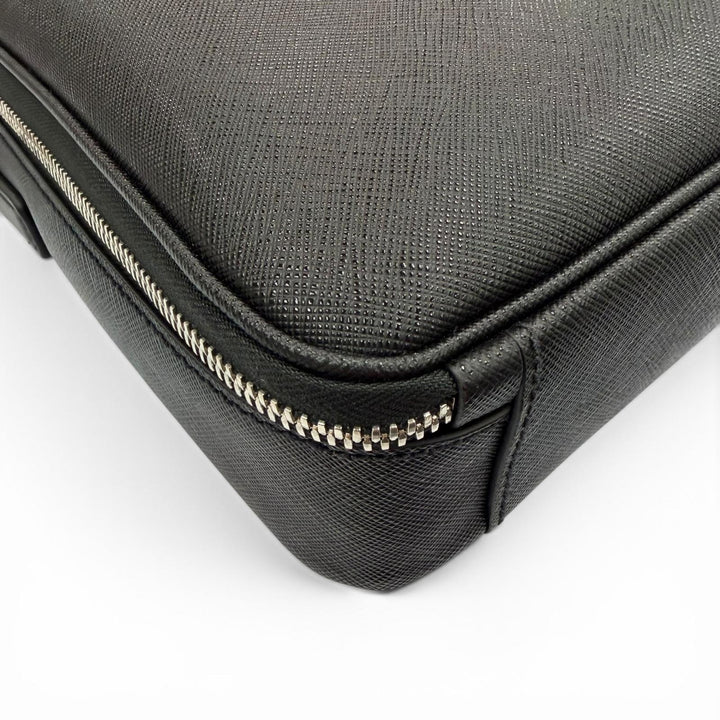 Excellent PRADA Business bag black Safiano leather mens 2VE022