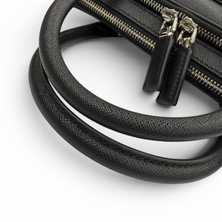 Excellent PRADA Business bag black Safiano leather mens 2VE022