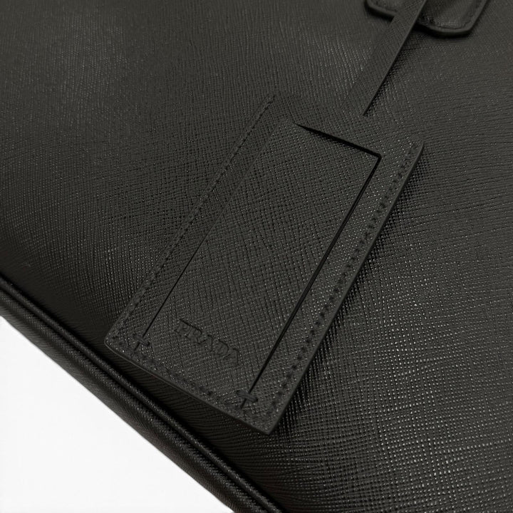 Excellent PRADA Business bag black Safiano leather mens 2VE022