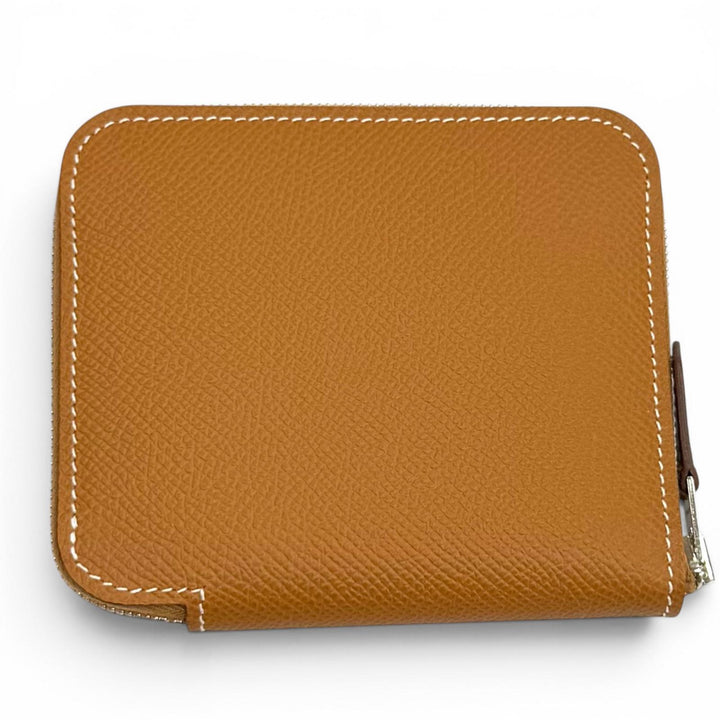 Pristine HERMES Coin case Azap compact silk in Zip Around Epsom Leather Women