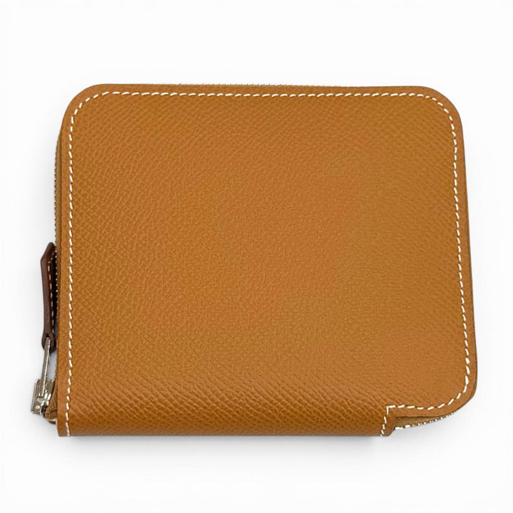 Pristine HERMES Coin case Azap compact silk in Zip Around Epsom Leather Women