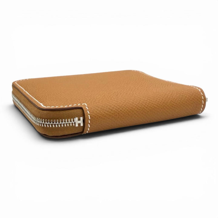 Pristine HERMES Coin case Azap compact silk in Zip Around Epsom Leather Women